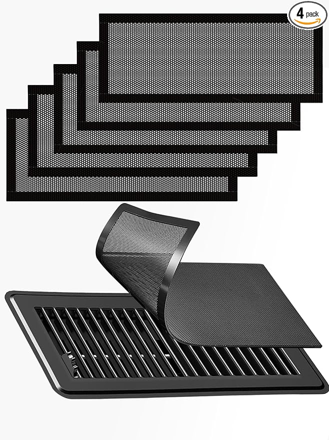6-Pack Black Magnetic Vent Covers 7x13 Inch - Universal Fit for Floor, Wall & Ceiling Registers (7"-8" Width x 13"-14"Length) | High Airflow Mesh Design | Tool-Free Easy Installation