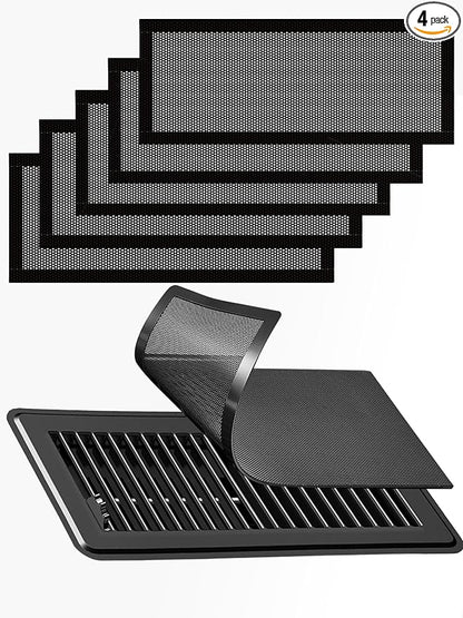 6-Pack Black Magnetic Vent Covers 7x13 Inch - Universal Fit for Floor, Wall & Ceiling Registers (7"-8" Width x 13"-14"Length) | High Airflow Mesh Design | Tool-Free Easy Installation