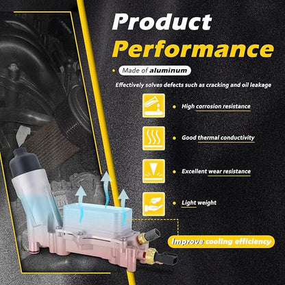 926-876 926-959 Upgraded Aluminum Engine Oil Filter Housing with Oil Cooler Fit for 2011-2016 Dodge Journey Charger Challenger Caravan Durango Avenger Jeep Wrangler Cherokee Chrysler 200 300 3.6L