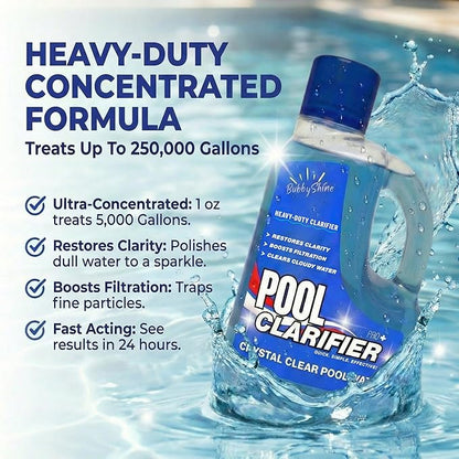 Pool Clarifier - Heavy-Duty Ultra-Concentrated Liquid, Water Clarifier for Clear Water, Chlorine/Bromine/Salt Compatible Pool Chemicals, Boosts Filtration, 3 Liter (101.5 fl oz)