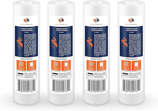 Aquaboon 10” x 2.5” Whole House and Reverse Osmosis Sediment 1 Micron Water Filter Cartridge | COMPATIBLE WITH: Culligan P1, Pentek P1, PD-1-934, P5, AP110, WFPFC5002, CFS110, RS14, WHKF-GD05 (4-PACK)