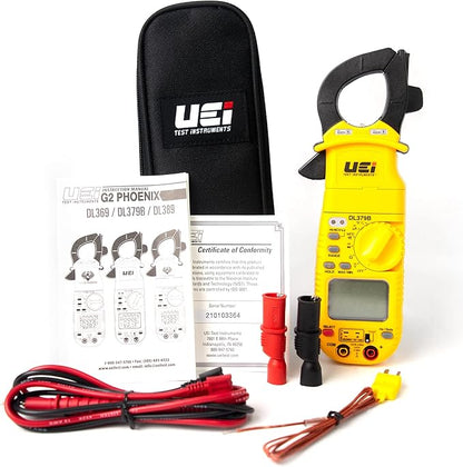 UEi DL379B Digital Clamp Meter Auto Ranging, HVAC Current Voltage Tester w/Magnetic Mount, Measures AC Amps AC/DC Volts Temperature Capacitance Frequency Diodes Duty Cycle Continuity Resistance NCV