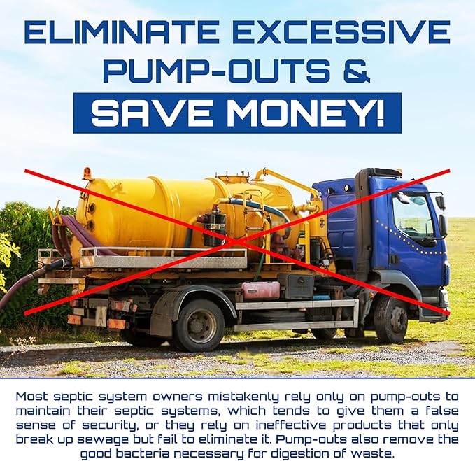 BSA 10003 - Septic Tank Treatment - 42 Monthly Treatments - Septic Cleaner - Drain Cleaner - Drain Clog Remover - Unclog Toilet - Safe Septic Maintenance - Exxon Valdez Patented