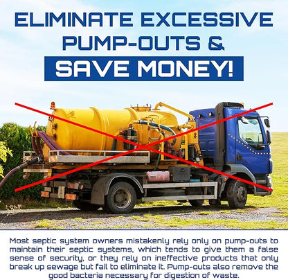 BSA 10003 - Septic Tank Treatment - 42 Monthly Treatments - Septic Cleaner - Drain Cleaner - Drain Clog Remover - Unclog Toilet - Safe Septic Maintenance - Exxon Valdez Patented