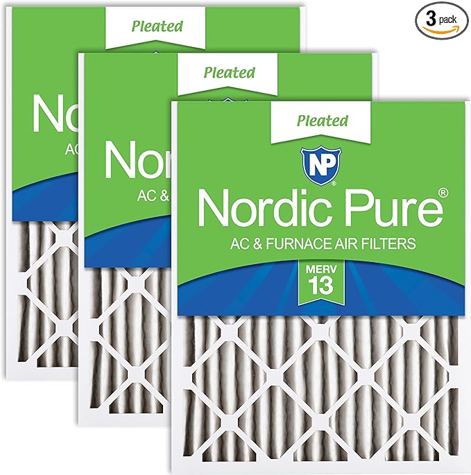 Nordic Pure 20x25x2 (Actual Size: 19 1/2 x 24 1/2 x 1 3/4) Pleated MERV 13 Air Filters 3 Pack