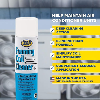 Zep Foaming Coil Cleaner - 20 oz (Case of 12) - 20201 - Professional Strength Quickly Cleans HVAC and AC Units