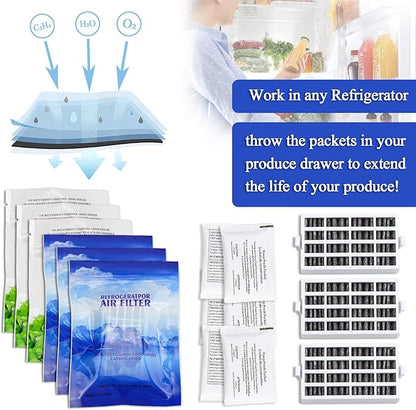 AMI PARTS W10311524 Air Filter &W10346771A Produce Preserver Replacement Compatible with Refrigerator(pack of 3 each)