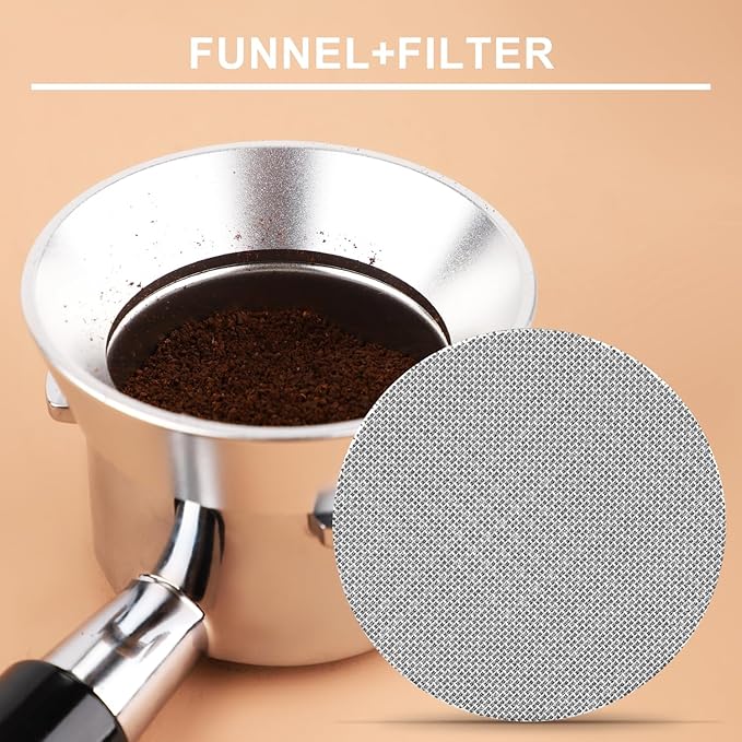 51mm 12 Magnetic Dosing Funnel, Espresso Dosing Funnel Aluminum Magnetic Portafilter Funnel with 2 Mesh Filter Coffee Dosing Ring for Kitchen Coffee Shop