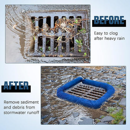 2 Pcs Sediment Filter Erosion Control Blanket Silt Fence Sock with Stuffers Drain Stormwater Sediment Filter for Erosion Control and Storm Drain Protection (Blue)
