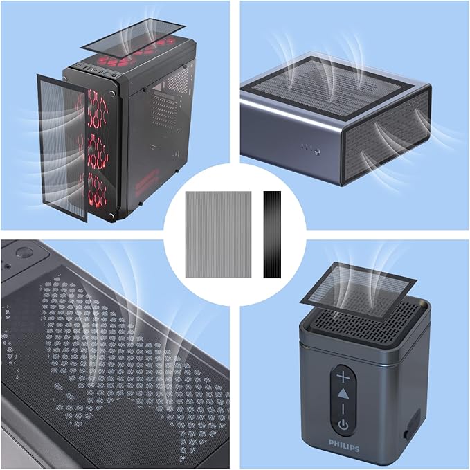 [4 Pack] 400x300mm DIY PC Case Dust Mesh Filter, PVC Dustproof Mesh Filter Cover with Magnetic Strip for Computer PC Case