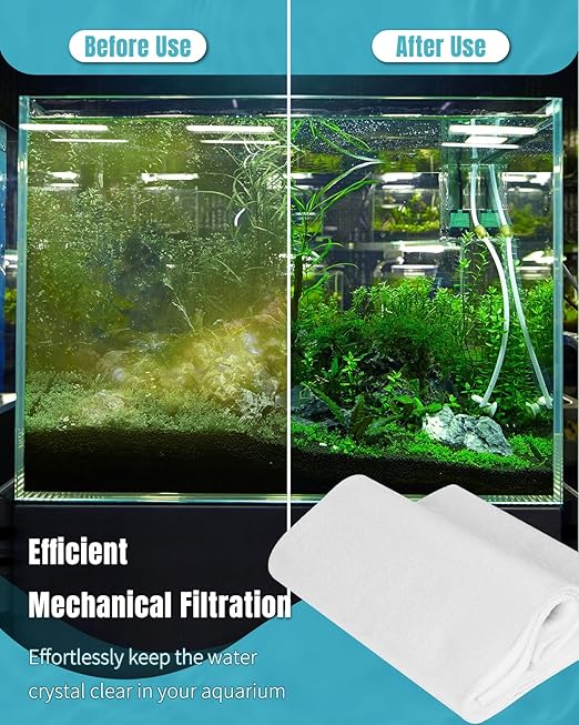 Pawfly 200 Micron Fine Aquarium Polishing Filter Pad, High Density Filter Media Pad for Ponds & Sumps, 36 x 24 Inch Cut-to-Fit Aquarium Filter Floss, Water Polishing Pad for Fish Tank Filters