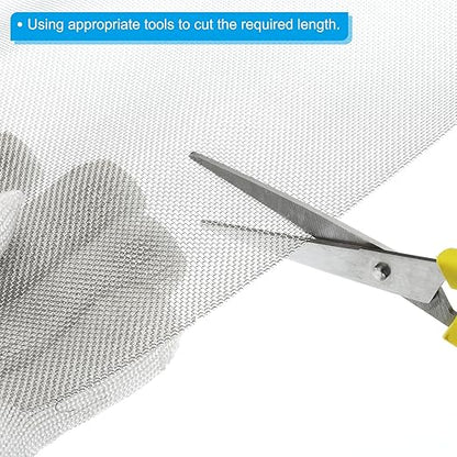 PATIKIL 40"L x 10"W Woven Wire Mesh, 26 Mesh 304 Stainless Steel Air Vent Filter Screen with Gloves for Window Security Vent Cover Filtration Animals Fence