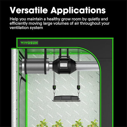 VIVOSUN R4 4 Inch 190 CFM Inline Duct Ventilation Fan with Variable Speed Controller for Grow Tent (Pack of 2)