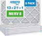 Aerostar 13x21 1/2x1 MERV 8 Pleated Air Filter, AC Furnace Air Filter, 6 Pack (Actual Size: 12 7/8" x 21 1/2" x 3/4")