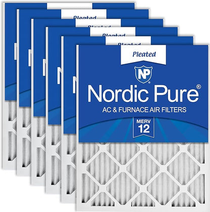 Nordic Pure 18x18x1 (17 3/4 x 17 3/4 x 3/4) Pleated MERV 12 Air Filters 6 Pack