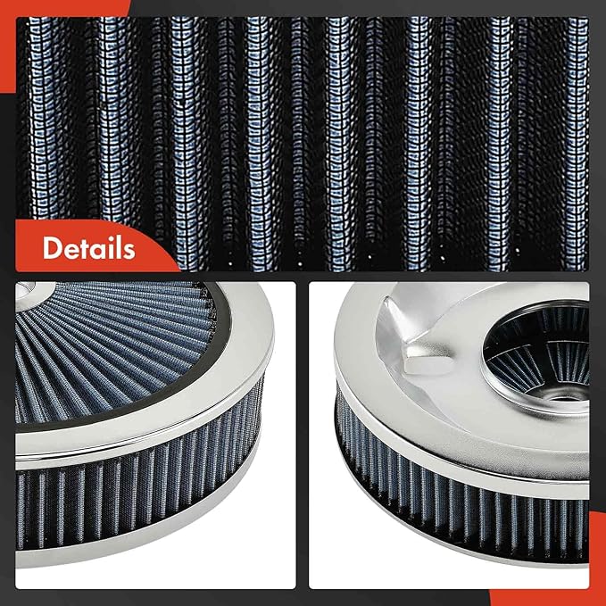 A-Premium 14"x3" Round Blue Chrome Universal Air Cleaner Filter Assembly - Compatible with Chevrolet Chevy GMC Ford Models- Fit For 5-1/8" carburetor neck
