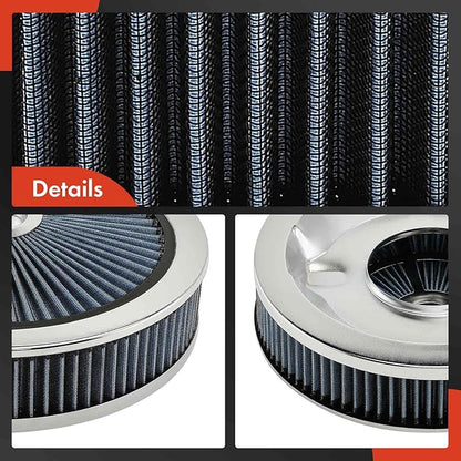 A-Premium 14"x3" Round Blue Chrome Universal Air Cleaner Filter Assembly - Compatible with Chevrolet Chevy GMC Ford Models- Fit For 5-1/8" carburetor neck