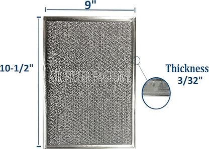 Air Filter Factory WB02X10700 Stove Vent Combo Filter Replacement For GE Range Hood Grease Mesh Charcoal Carbon Kitchen Fan Filter 10.5" X 9" 2-Pack