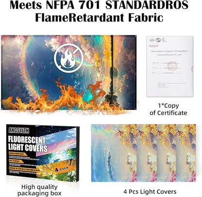 4 Pcs Fluorescent Light Covers - Classroom, Office 4 x 2 Feet Flame Retardant Magnetic Covers for Ceiling Lights Filters (Auspiciousness Clouds)