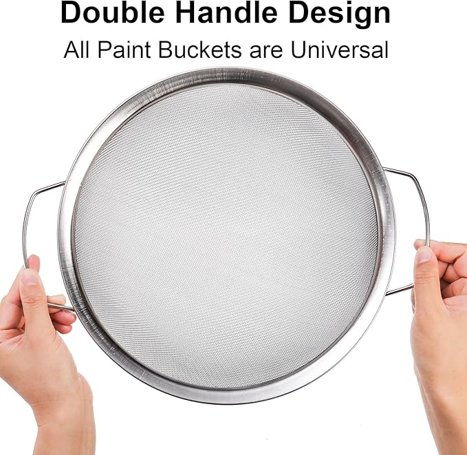 Jucoan 2 Pack Fine Mesh Paint Strainer, 11.5 Inch Stainless Steel 60 Mesh Paint Filter Fit 5 Gallon Bucket for Filter Oil, Water Based Oil Paints, Honey Funnel Filter