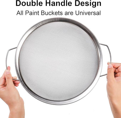 Jucoan 2 Pack Fine Mesh Paint Strainer, 11.5 Inch Stainless Steel 60 Mesh Paint Filter Fit 5 Gallon Bucket for Filter Oil, Water Based Oil Paints, Honey Funnel Filter
