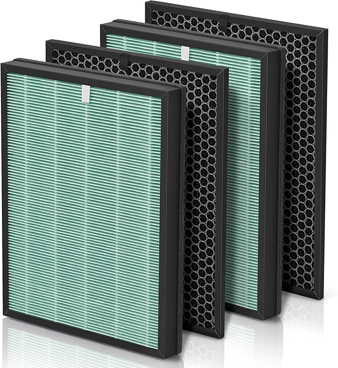 Filters Replacement Kit Compatible with BioGs 2.0 Filter Replacement, Air Clenaer to Remove Odor for Home and Large Room, 2x H13 True HEPA and 2x Carbon