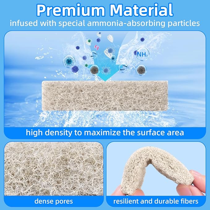 AQUANEAT Replacement Ammonia Reducer Pads Compatible with Aqueon QuietFlow 20 and 75 LED PRO Aquarium Power Filter (6)