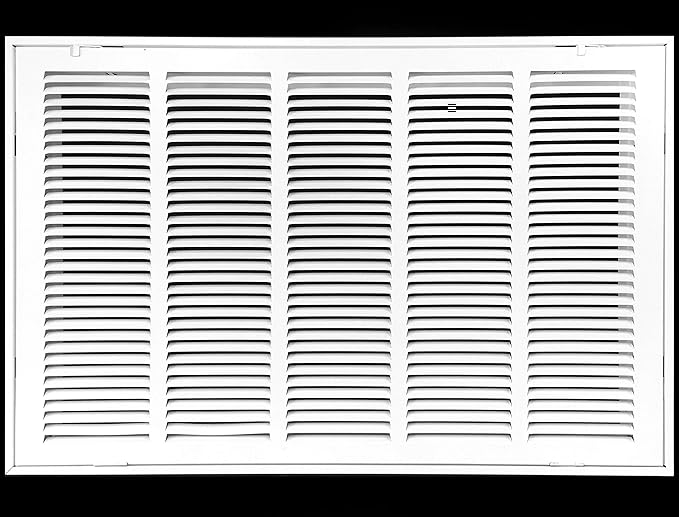 HVAC Premium 26" X 16" Steel Return Air Filter Grille for 1" Filter - Fixed Hinged - HVAC DUCT COVER - Flat Stamped Face - White [Outer Dimensions: 28 5/8"w X 18 5/8"h]