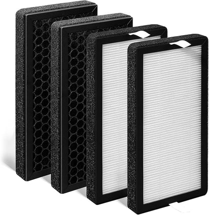 4PackAP-DT10FL Replacement Filter Compatible with FTotalClean Desktop Air Purifier,Part# AP-DT10BK and AP-DT10WT,3-in-1 Ture HEPA Filter and Activated Carbon Filter (4)