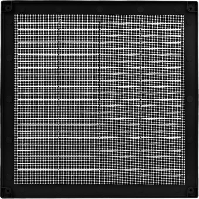 Vent Systems 12'' x 12'' Inch Black Soffit Vent Cover - Pack of 100 - Flat Square Air Vent Louver - Grille Cover - Built-in Insect Screen - HVAC Vents for Bathroom, Home Office, Kitchen 12x12 Inch