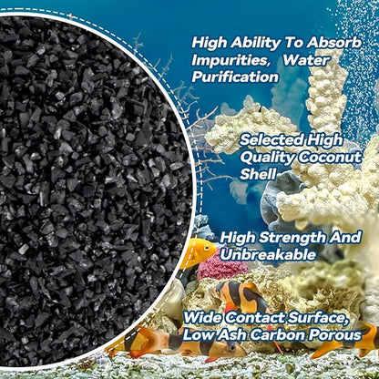 MAQIHAN 0.9 LB Activated Charcoal Pellets - Activated Carbon Aquarium Filter Media Charcoal Pellets for Fish Tank Supplies Media Bags for Aquarium Coconut Shell Charcoal (410G, 3 Nylon Bags)