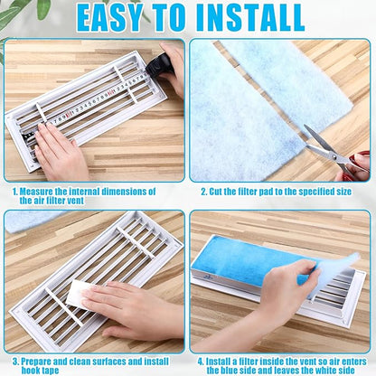 Frienda 12 x 120 Inch Merv 6 Reusable Air Vent Filter Cut to Size Electrostatic Floor Vent Filter Washable Replacement Compatible with Most Air Conditioning Furnace HVAC