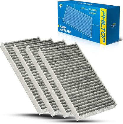 PHILTOP Cabin Air Filter w/Activated Carbon, Compatible with CF10734 Kia Sorento 2003, 2004, 2005, 2006, 2007, 2008, 2009, Premium Activated Carbon Filter Up Dust Pollen Odor, Pack of 4