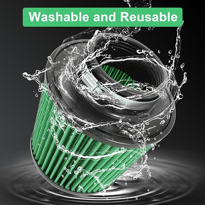 Cold Air Intake Filter High Performance Washable Filter Clamp-On Replacement Air Filter Flange Diameter 3inch/76mm Green