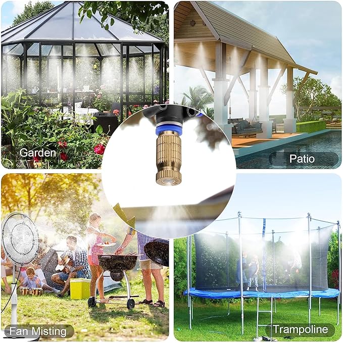 20pcs High Pressure Atomizer Nozzle Brass Misting Nozzles for Outdoor Cooling System, Landscaping, Greenhouse Irrigation, Air Humidification, Anti-Drip Fogging Spray Head(0.02"/0.5mm)