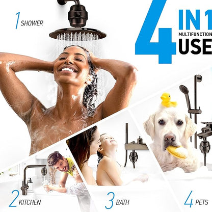 AquaHomeGroup 20 Stage Shower Head Filter with Vitamin C E A for Hard Water - High Output Filters to Remove Chlorine and Fluoride - 2 Cartridges Included - Consistent Flow Showerhead Filter