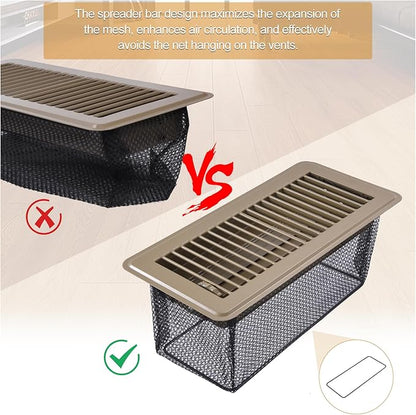 Floor Register Trap 4 x 10 Inch, Upgraded Floor Vent Filter Net Catches Toys Snacks Pet Hair and Pet Food, Air Vent Screen Mesh Keeps Bugs Out (2)