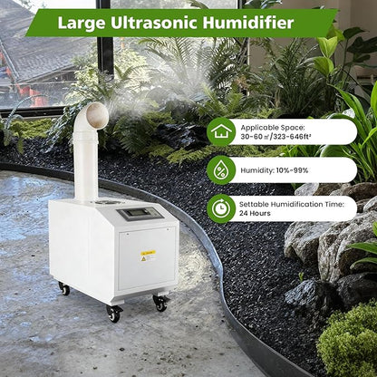 Ultrasonic Industrial Agricultural Humidifer Commercial Humidifier for Plants Large Volume (3kg/H) Automatic Mist Cooling Sprayer 160M³/H Airflow for Warehouse Greenhouse Garden Industrial