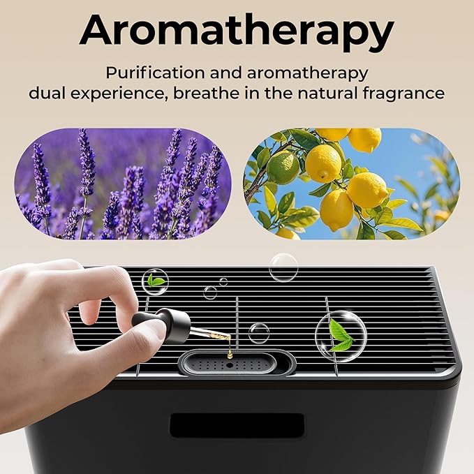 Air Purifiers for Home Large Room up to 2200sq.ft with Washable Filters, EVALIT Air Purifier for Home Pets with Fragrance, PM 2.5 Display Air Quality Sensor for Smoke Dust Odors, Black, 1Pack+3Modes