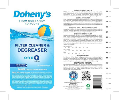 Doheny's Pool Filter Cleaner Degreaser | 100% Professional-Grade | Prevents Sand Bed Channeling And