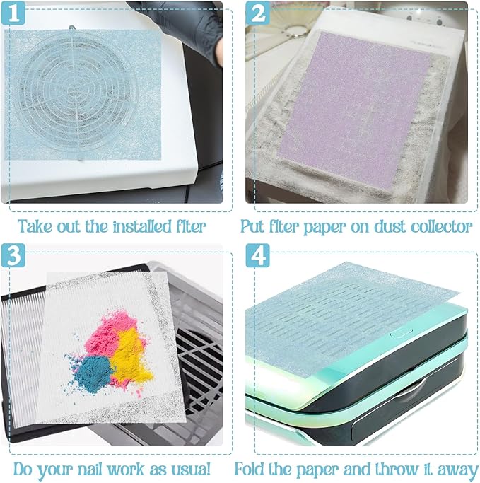 900 Sheets Nail Dust Collector Filter Paper, Disposable Dust Collector Sheet for Nails Tech Filter Sheet for Nail Vacuum Cleaner Supplies Nails Salon Accessories