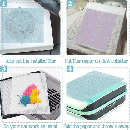 900 Sheets Nail Dust Collector Filter Paper, Disposable Dust Collector Sheet for Nails Tech Filter Sheet for Nail Vacuum Cleaner Supplies Nails Salon Accessories