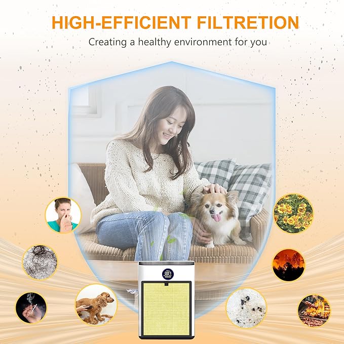 AP303 AP304 Replacement Filters, Compatible with DAYETTE ＆ FRESHDEW Air Purifier AP303/AP304, H14 HEPA Filter with Activated Carbon, 4 Pack (Pet Filter)