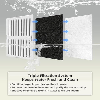 16 Pack Cat Fountain Filter Replacement, Triple Cupcake Cat Fountain Filters, 16 Pet Fountain Carbon Filters and 4 Foam Filters for Ceramic Cat Water Fountain