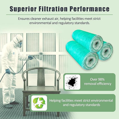 Fiberglass Paint Booth Filter Roll for Spray Booth 15-Gram Green 300ft (40.5" x 300ft)