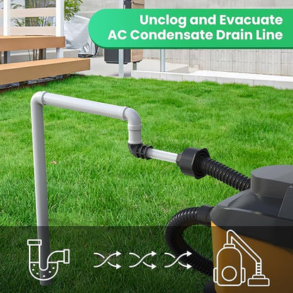 AC Drain Line Unclogger, HVAC to PVC Pipe AC Drain Line Cleaner Tool, A/C Condensate Drain Line Cleaner Adapter, AC Drain Sucker Wet Vac Attachment to Evacuate & Unclog AC Drain Lines-Black