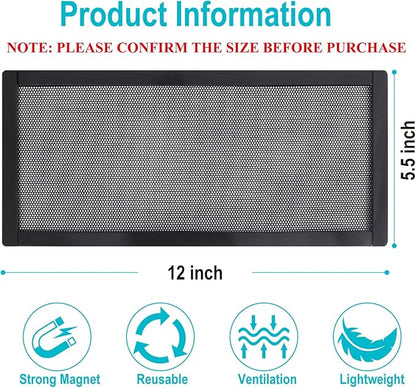 Magnetic Floor Register Vent Covers, 5.5 x 12 Inch Air Vent Filter Mesh, Sticky Magnet PVC Vent Screen Net for Wall Ceiling Floor Catches Toys Snacks Pet Hair and Pet Food 4 Pack