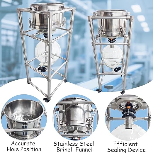 INTSUPERMAI 20L Buchner Funnel Filtering Kit, with 20L Vacuum Flask, Stainless Steel Frame, Negative Pressure Filtration, Split Design, Lab Vacuum Suction Filter for Liquid-Liquid Extraction