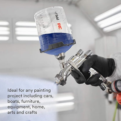 3M 26000 PPS 2.0 Spray Gun Cup, Lids and Liners Kit, Standard, 200-Micron Filter, 22 Ounces, BLACK,SILVER