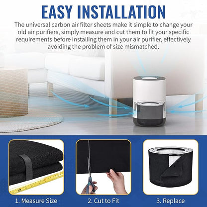 CFS – Pack of 2, Universal Cut to Fit Carbon Pre-Filter Pad Roll for Air Purifiers, Range Hood, Furnace Filters, & Air Conditioner Filters – Fresh Air for Indoor – Charcoal Air Filter Sheet – 12"x48"